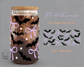 Bat Bow Halloween Full Wrap Design: PNG, SVG, DFX Files (Digital Download)