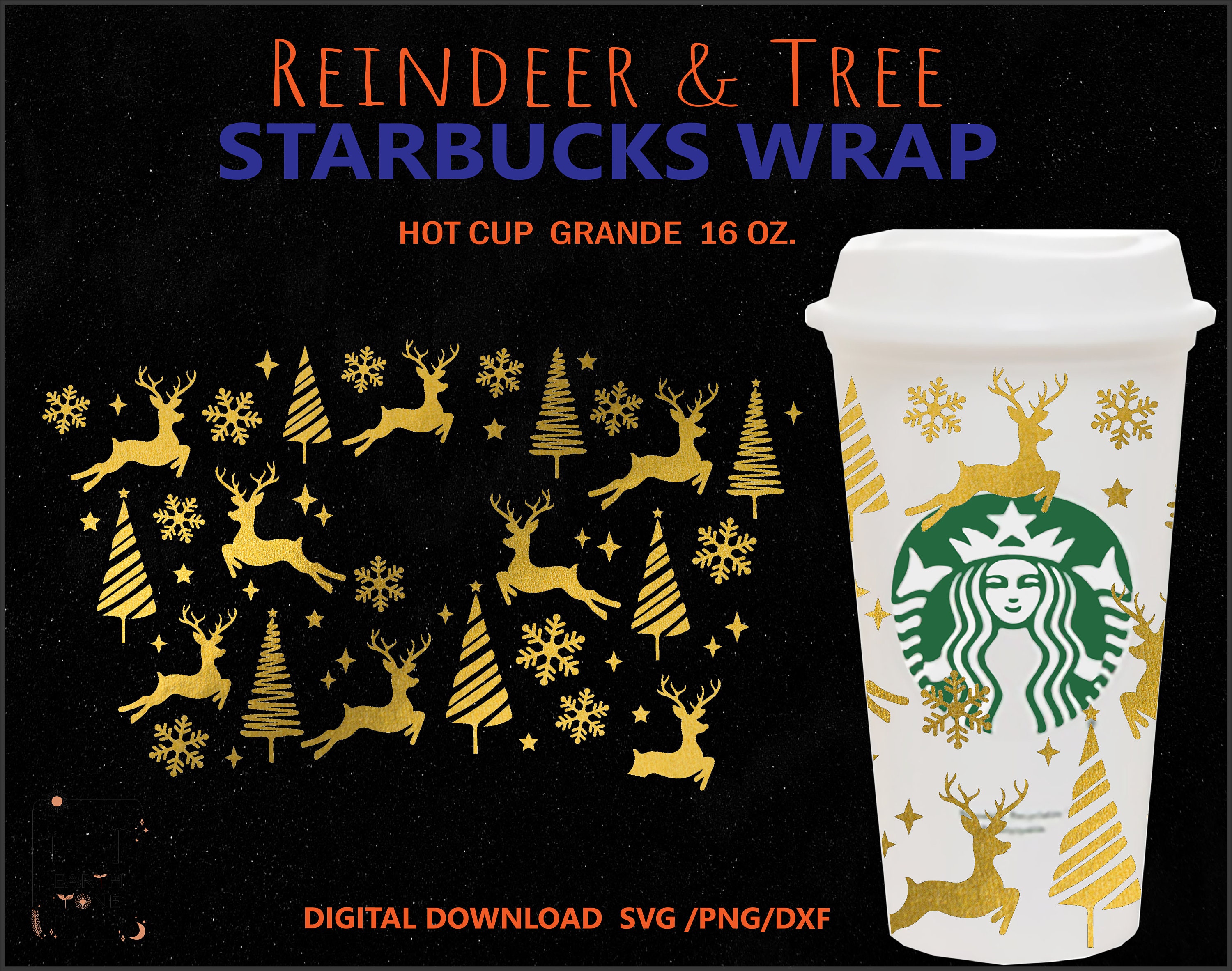 Christmas Starbucks Wrap SVG - Christmas Tree SVG - Hot Cup Wrap