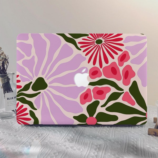 Retro Floral MacBook Hülle Neues Macbook Air 13 15 2025 M4 A3240 Pro 13 A2338 Pro 14 A3401 Pro 16 2024 Pro 13/15 Zoll M2 M3 Einzigartige Laptop Tasche