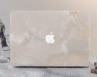 Beżowa marmurowa tekstura etui na MacBooka Nowy MacBook Pro 13 A2338 Macbook M2 Air 13 A2681 Pro 14 A3112 Pro 15/16 cali Air 15 M3 Unikalna obudowa na laptopa