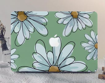 Etui na laptopa Green Daisy Flower MacBook Pro 13 2020 Macbook Air 13 2020 M2 A2681 2022 Macbook Pro 14 2024 Macbook Pro 15/16 cali