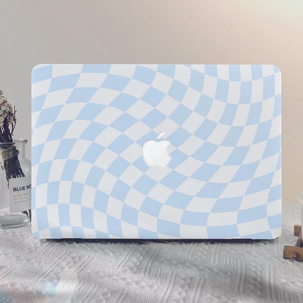 Hellblaue und weiße Quadrate MacBook Tasche MacBook Pro 13 2020 MacBook Air 13 2022 MacBook Pro 14 2024 MacBook Pro 15/16 Zoll Laptop Tasche