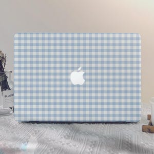 Light Blue Basic Plaid MacBook Case New Macbook Pro 13 A2338 Macbook Air 13 15 2025 Pro 14 A3112 Pro 13/15/16 Inch M3 M4 Unique Laptop Case