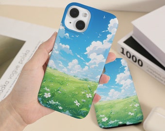 Anime Field iPhone Case iPhone 15 14 13 12 11 X Xs Max Xr Pro Shell Case iPhone 15 14 13 Pro Plus Pro Max Case Unique Kawaii iPhone Cover