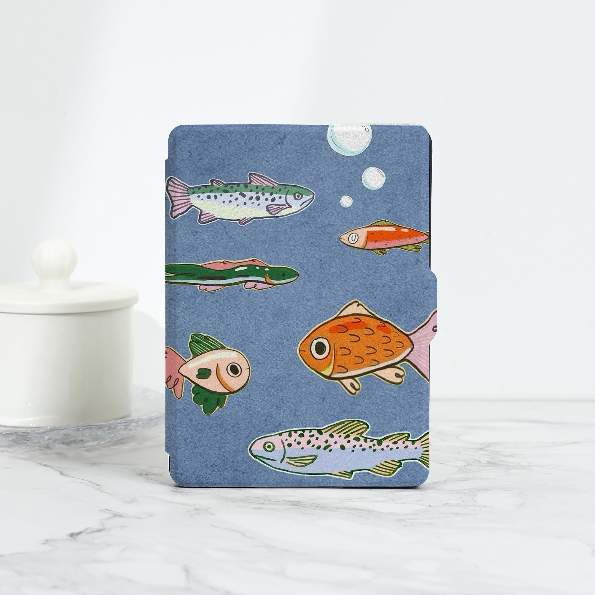 Cute Colorful Fish Kobo/Kindle Case, Kindle Paperwhite 10th 11th 12th 6'' 6.8'' 7'' Case, Kindle Colorsoft 2024, Kindle Case with Hand Strap
