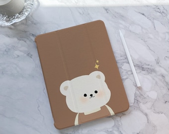 Süßer Braunbär iPad Hülle, iPad Air 5 iPad 10 10.9 Zoll 2022 iPad Pro 12.9'' 2021 Pro 11 Zoll iPad mini 6 Case, iPad 9/8/7,10.2 Zoll,iPad Cover