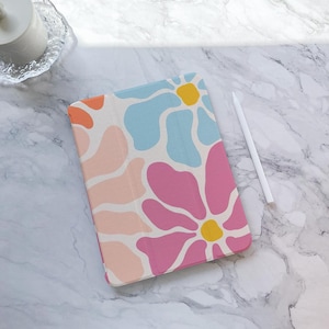 Abstract Retro Flower iPad case, iPad Air 4 5 iPad 10 10.9&quot; 2022 iPad A16 iPad Pro 12.9&#39;&#39; 2021 Pro 11&quot; 2022 iPad mini 6 case, iPad air case