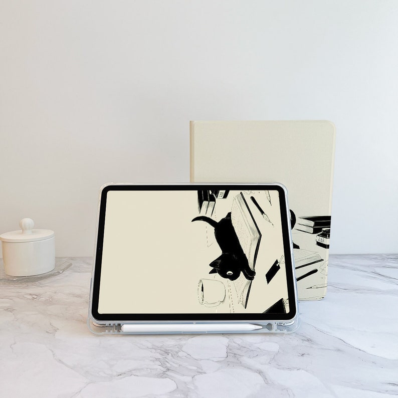 Katze liegend auf Buch iPad Case, iPad Air 5 iPad 10 10,9 Zoll 2022 iPad Pro 12.9'' 2021 Pro 11 Zoll 2022 iPad mini 6, iPad 9/8/7, Cute iPad Cover Bild 5