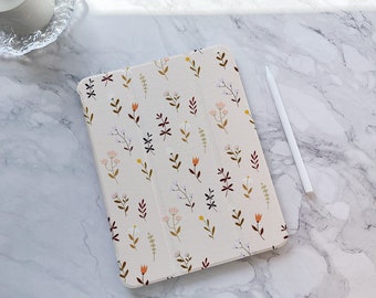 Retro Floral Leaves iPad case, iPad Air 6 iPad 10 10.9" 2022 iPad Pro 12.9'' 2021 Pro 11" 2022 iPad mini 6 case, iPad 9/8/7,10.2",iPad cover
