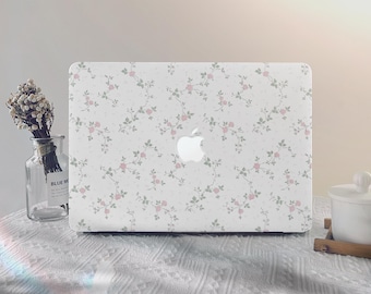 Pretty flowers on light pink flora MacBook Case for 2025 M4 Air 13/15 Inch A3240 A3241 M3 Macbook Pro 14 A3112 Pro 13/15/16 Inch Laptop Case
