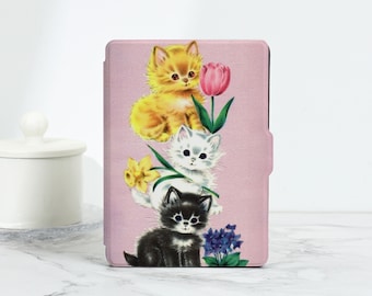 Cute Cats Kindle Case, Personalized Light Pink Kindle Case for Kindle Paperwhite1/2/3/4, Kindle 2019/2022/2024, Kindle 10th 11th 12th Cover