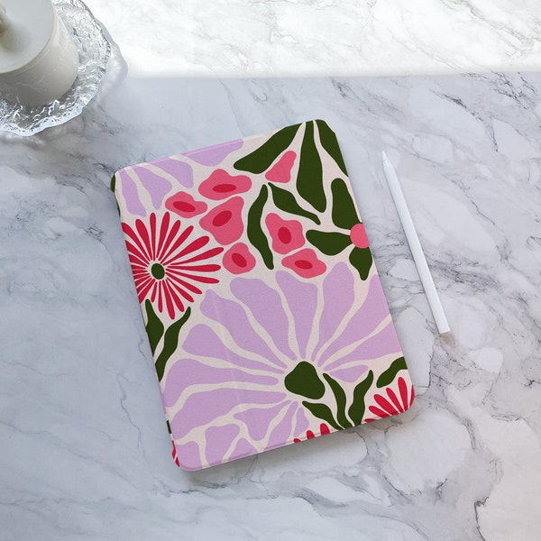 Retro Blumen iPad Hülle, Neues iPad Air, 2025,iPad 10,10,9 Zoll,2022,iPad 11 Case Pro 12,9 Zoll,iPad Pro Case,iPad mini 6,iPad 9/8,10,2 Zoll,iPad Cover