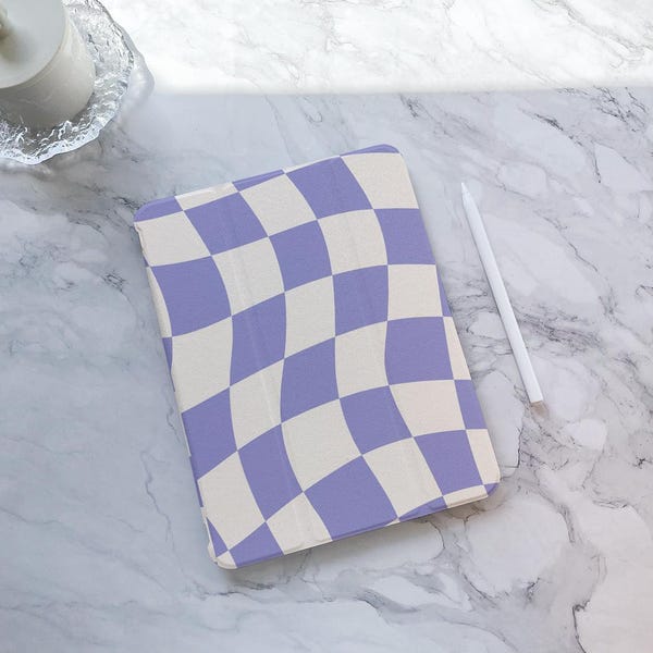 Art Purple Checkerboard iPad Hülle, iPad Air 4 5 iPad 10 10,9 Zoll 2022 iPad A16 iPad Pro 12.9'' 2021 Pro 11 Zoll 2022 iPad mini 6,iPad Cover