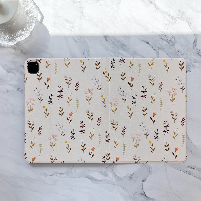 Retro Floral Leaves iPad case, iPad Air 5 iPad 10 10.9 2022 iPad Pro 12.9'' 2021 Pro 11 2022 iPad mini 6 case, iPad 9/8/7,10.2,iPad cover zdjęcie 4