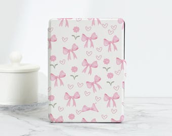 Light Pink Bow Decor Kindle Case, Custom Kindle Cover for Kindle Paperwhite1/2/3/4, Kindle 2019/2022, Kindle 10th 11th Kindle 6" Cover