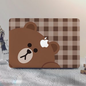 Cute Brown Bear Plaid MacBook Case Macbook Pro 13 2020 Macbook M1 Air 13 A2337 2020 M2 A2681 2022 Pro 14 2021 Pro 15/16 Inch Laptop Case