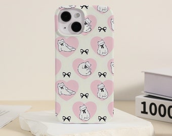 Cute Cats iPhone Case Heart Case iPhone 15 14 13 12 11 X Xs Max Xr Pro Case iPhone 15 14 Plus Pro Max iPhone Case Unique Art iPhone Cover
