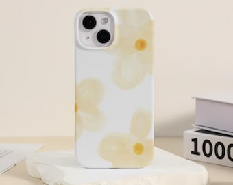Light Yellow Floral iPhone 16 15 14 13 12 11 X Xs Max Xr Pro Shell Case iPhone 17 16e 13 12 11 Plus Pro Max Case Unique iPhone Cover