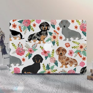 Dog In Flower Painting MacBook Case Macbook Pro 13 2020 Macbook M1 Air 13 A2337 2020 M4 A3240 2025 Pro 14 M3 M4 Pro 15/16 Inch Laptop Case