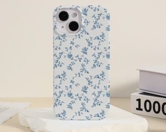 Light Blue Floral iPhone Case iPhone 16 15 14 13 12 11 X SE Xr Pro Case iPhone Plus Pro Max iPhone 16e Case Unique Aesthetic iPhone Cover