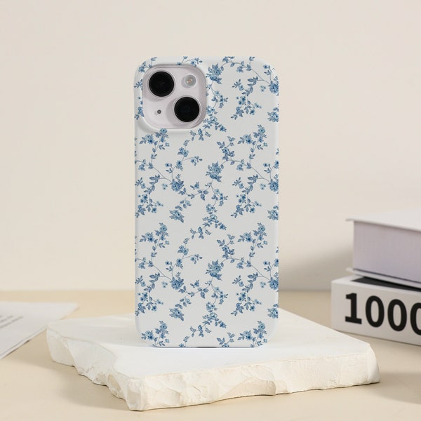 Light Blue Floral iPhone Case iPhone 15 14 13 12 11 X Xs Max Xr Pro Case iPhone 15 14 Plus Pro Max iPhone Case Unique Aesthetic iPhone Cover