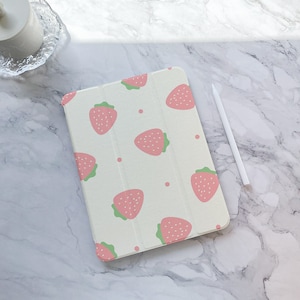Kawaii Strawberry iPad case, iPad Air 6 iPad 11 A16 2025 iPad Pro 12.9&#39;&#39; 2021 Pro 11&quot; 2022 iPad mini 6 case, iPad 9/8/7, 10.2&quot;, iPad cover