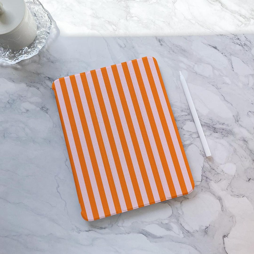 Orange Stripe iPad Case With Pencil Slot for iPad Air 7/6 11
