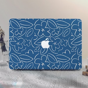 Blue Flower Lines MacBook Case macbook pro 13 2020 A2338 macbook air 13 15 A3241 2025 macbook pro 14 2024 macbook Pro 15/16 inch laptop case