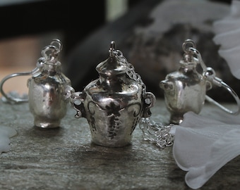 Ossuary,  Silver, Handmade, Gothic pendant, Memento Mori, Macabre themed.