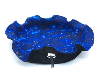 Rolling Tray Dice Bag Night Sky Stars Outer Space Black Velvet Metal Clasp