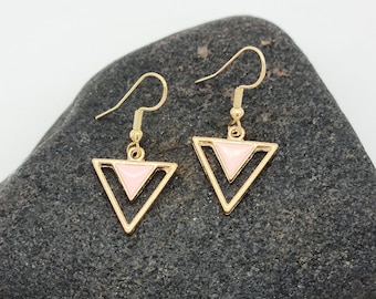 Geometric earrings, Triangle Dangle Earrings, Ethnic Bohemian Earrings, Boho Statement Earrings, Gift for Her