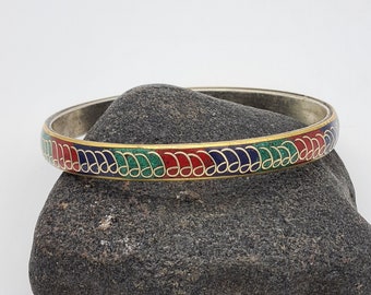 Ethnic Multi Colour Bangle, Brass Bracelet, Brass Bangle, Tribal Ethnic Bracelet, Gypsy Boho Hippi Style  Gift for Her