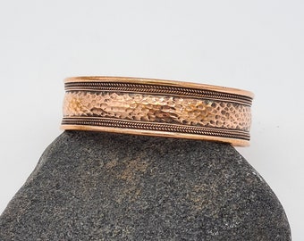 Hammered Copper Bracelet, Copper Cuff, Pure Copper Bangle, Tribal Ethnic Open Cuff Bracelet, Bohemian Style Bangle, Gift Idea