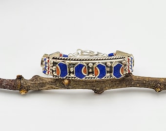 Ethnic Bohemian Lapiz Lazuli Bracelet, Mixed Colour, Festive Artisan Jewellery, Nepalese Handmade, Boho Style, Gift for Women