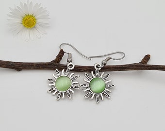 Silber Sonnen Ohrringe, himmlische Ohrringe, Boho Statement Ohrringe, lustige Ohrringe, Geschenk für sie