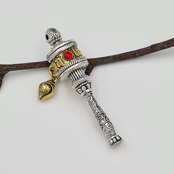 Tibetan Prayer Wheel Pendant, Buddhist Pendant/Amulet, Bohemian, Nepalese Ethnic Jewellery, Gypsy Boho Style, Meditation