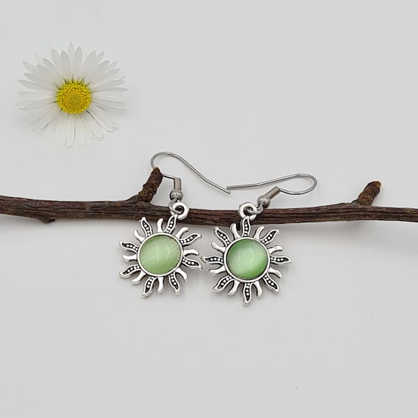 Silver Sun Earrings, Celestial Earrings, Boho Statement Earrings, Fun Earrings, Gift for Her