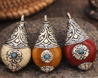 Ethnic Pendant, Nepalese Teardrop Pendant, Large Teardrop Pendant, Bohemian Jewellery, Ethnic Jewellery, Gypsy Boho Style,  Gift Idea