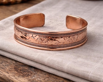 Pure Copper Dragon Bangle, Ethnic Nepalese Jewellery, Bohemian Open Cuff Bracelet, Boho Hippie Style, Gift for Men