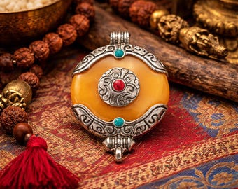 Ethnic Buddhist Pendant Necklace, Nepalese Jewellery, Bohemian Jewellery, Boho Hippie Style, Gift for Men