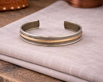 Ethnic Boho Brass Copper Bangle, Viking Celtic Cuff, Nepalese Bracelet, Boho Hippie Style Jewellery