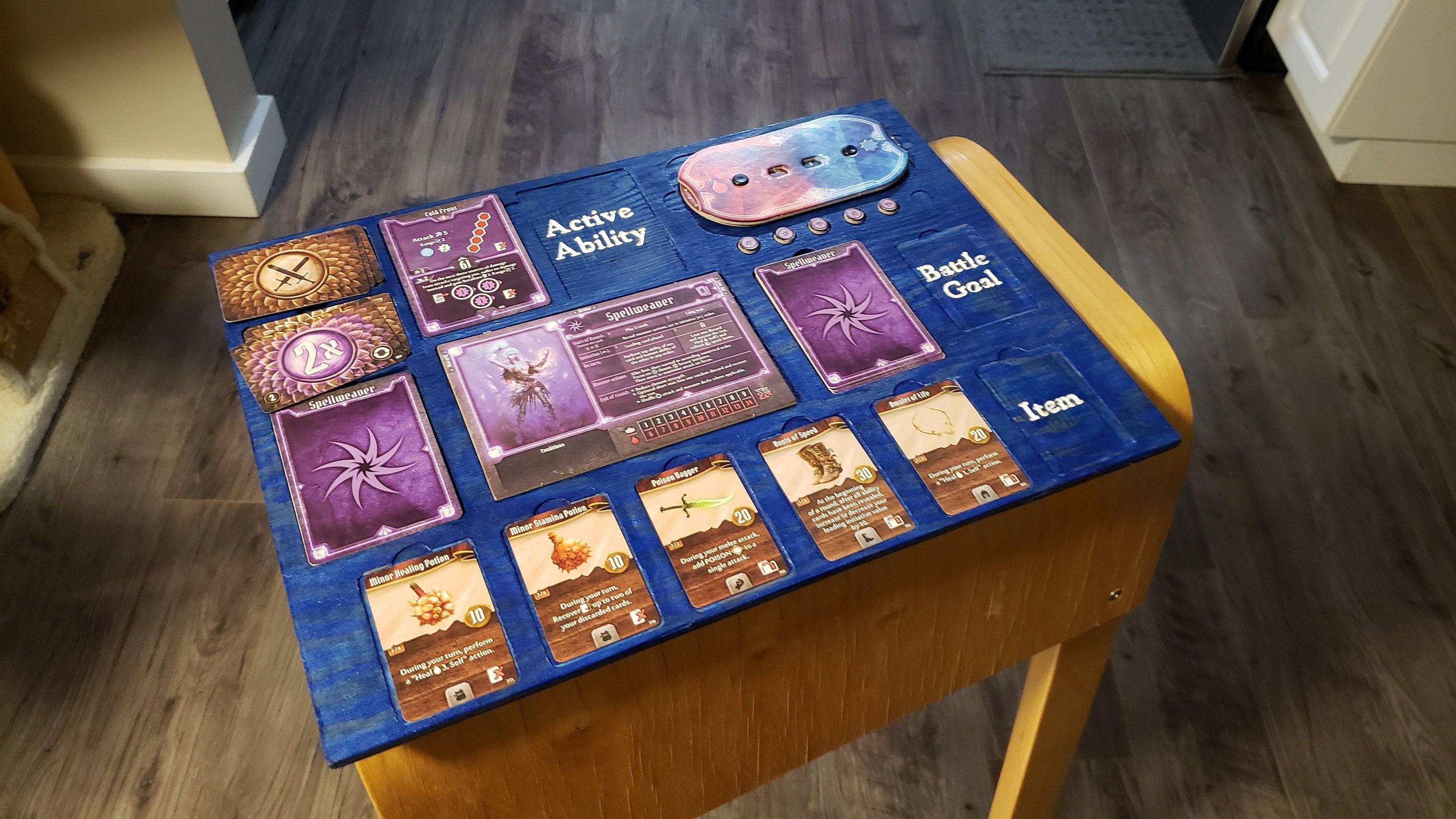 Gloomhaven Wood Player matblauw gebeitst met witte tekst Etsy