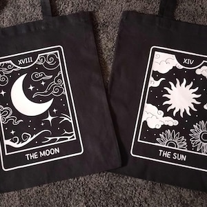 Cotton bag Tarot card Sun Moon