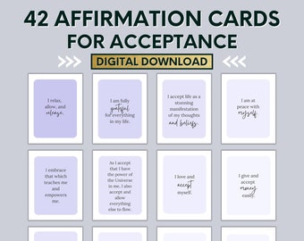 Acceptance Printable Affirmation Cards - Affirmations for Acceptance and Understanding | Affirmation Cards Digital | Affirmation Cards PDF