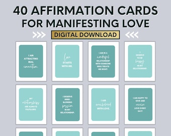 Love Printable Affirmation Cards - Affirmations for Manifesting Love | Affirmation Cards Digital | Affirmation Cards PDF
