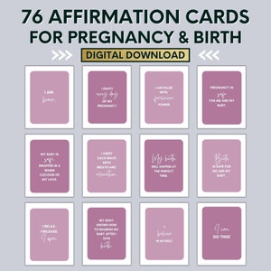 Pregnancy / Birth Printable Affirmation Cards - Affirmations for Labor and Birth | Affirmation Cards Digital | Affirmation Cards PDF