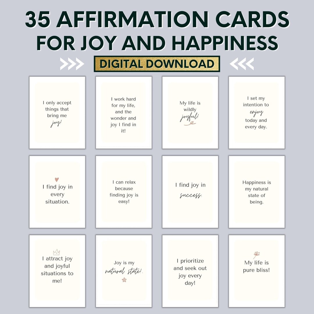 Joy Printable Affirmation Cards Affirmations for Happiness and Life ...