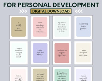 BUNDLE* Printable Affirmation Cards for Personal Development | Affirmation Cards Digital | Affirmation Cards PDF