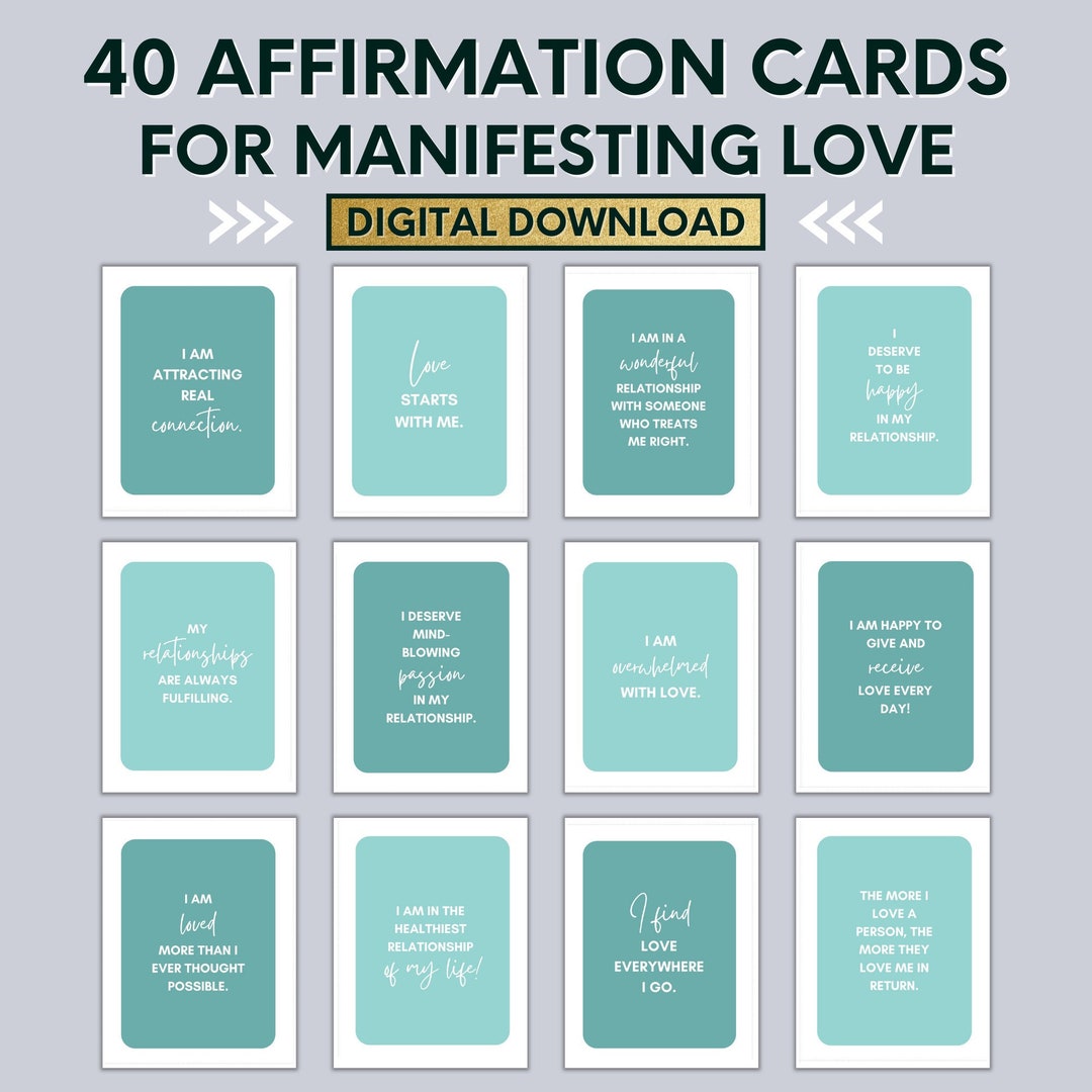 Love Printable Affirmation Cards Affirmations for Manifesting Love ...