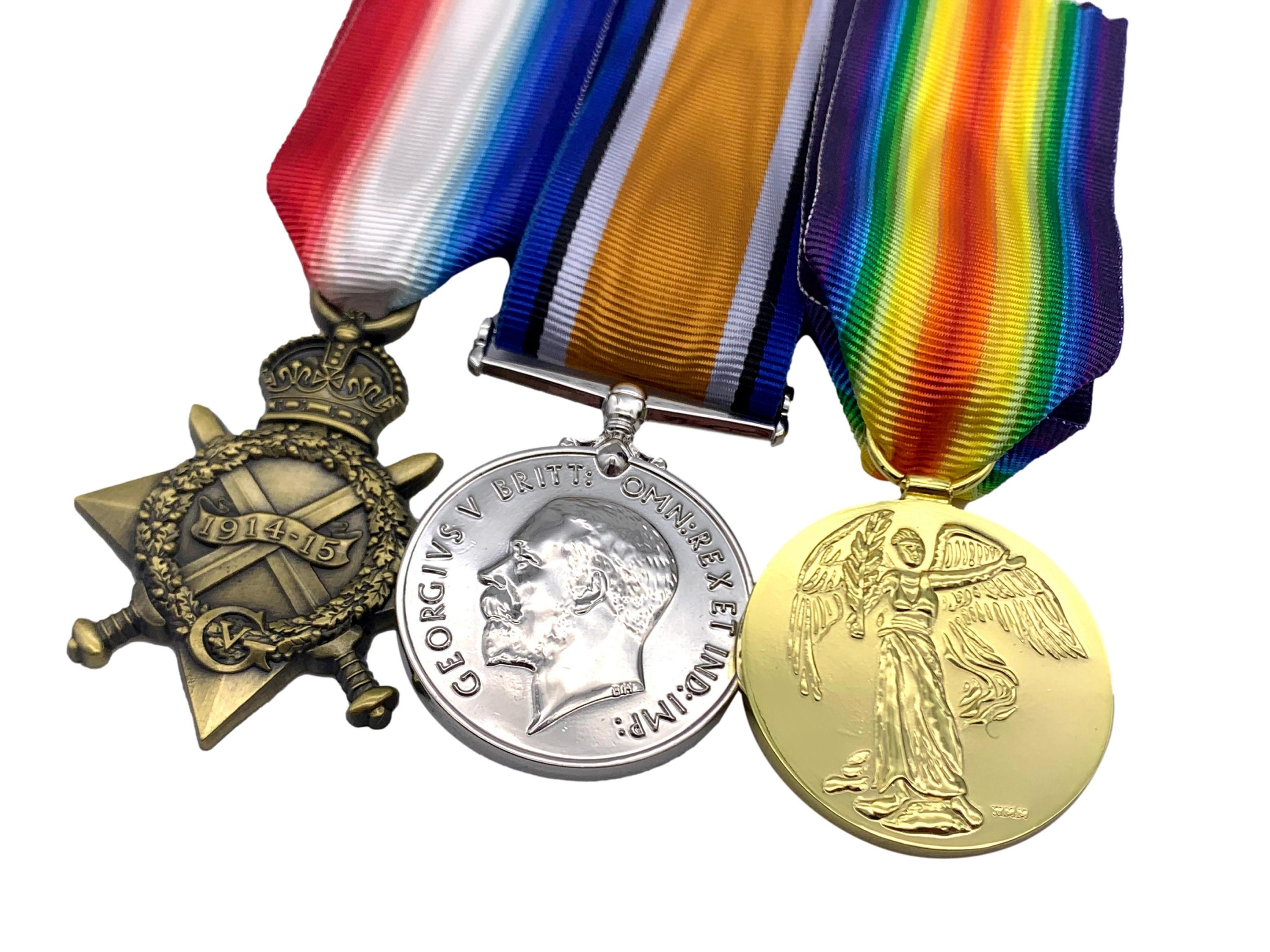 Medals/ Ribbons Gold Premium Quality; World War 1/WW1 Medal Trio